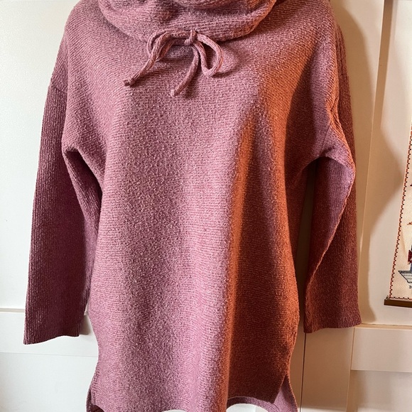 Tribal Dusty Rose Cowl Neck Sweater Canada bow feminine dainty cozy cottage - Picture 2 of 5